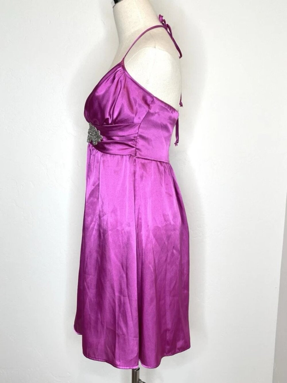 B. Darlin Satin Halter Babydoll Dress - Picture 2 of 5